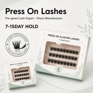 Glue Cluster Lashes Yourself Press on Eyelash Glueless False Eyelashes 7 15 Day Long Lasting Fluffy Style Custom Acrylic Box ISO