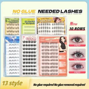 Glue Free Cluster Lashes Natural DIY Segment Eyelashes Extension Kit 3D Fluffy Criss Crossed Thin Root Diy Cluster Lashes
