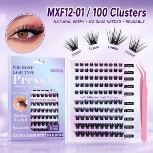 Glue Free Cluster Lashes Soft Natural Wispy Style Handmade No Glue Press on Factory with Custom Logo OEM ODM Available