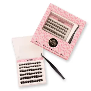 Glue Free DIY Cluster Lashes Kit 8mm-16mm Self Adhesive Handmade Segment Pre-Glued Fake Eyelash Extensions Customized Box