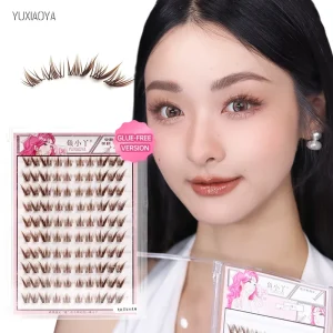 Glue Free False Clusters Eyelashes Natural Self Adhesive Lashes Extensions No Glue Needed Pre Glued Lashes Easy to Apply