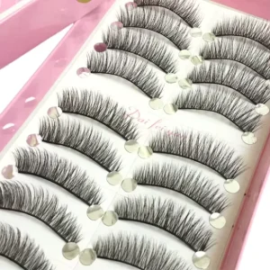 Glue Free Handmade Synthetic Hair Cat Ear Segment Single Cluster Flat Natural Soft Self Adhesive Full Strip Eyelashes