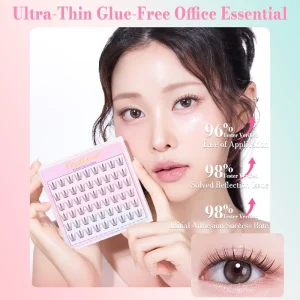 Glue Free Lashes Jelly Airy Press on 54pcs DIY Lash Extension 9 11mm C Curl Natural Self Adhesive Eyelashes No Glue Needed