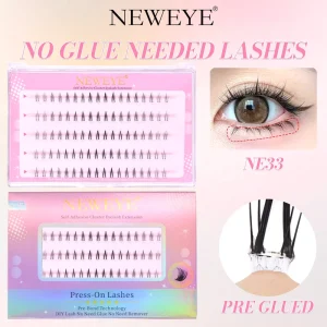 Glue Free Lower Eyelashes Press on Self-Adhesive Bottom Lash Realistic Natural Daily Look Pre-Bond Waterproof Reusable