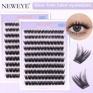 Glue Free Press on Lashes 120 Clusters DIY Lash Extension No Glue Needed 10-16mm Mixed C Curl Natural Segmented Lashes