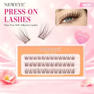 Glue Free Press on Lashes Natural Brown 36 Clusters Mix 10-14mm D Curl DIY Cluster Eyelashes Pre-bonded Self Adhesive Lashes