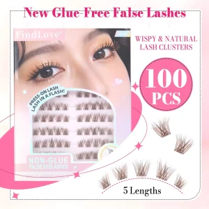 Glue Free Self Adhesive Brown Wispy Lashes Eyelashes Press on Lashes Mixed Length 10 14mm D Curl Lash Extension