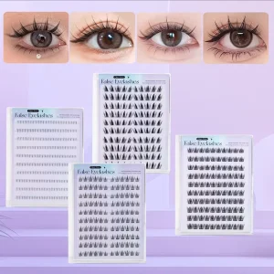Glue-Free Self Adhesive Cluster False Eyelash Large Volume Quick Stick Individual Lashes for Salon Resale Bulk Supply