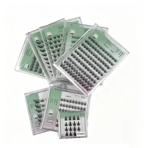 Glue Free Self Adhesive Cluster Lashes Pre Glued Segmented Eyelashes Natural Wispy DIY False Lashes Custom Logo