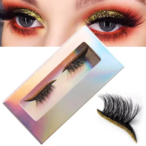 Glue Free Self Adhesive Gold Glitter Eyeliner Lashes Eyelash Stickers Colorful Eyeshadow Eye Liner Lash Stickers for Eyes Makeup