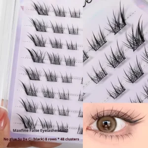 Glue Free Self Adhesive Handmade Chemical Fiber Fox Style False Eyelashes Slanted Segmental Single Cluster 3D Large