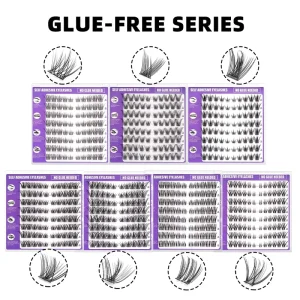 Glue Free Self Adhesive Synthetic Fiber Lash Clusters 50 60 80D Mix Length Reusable DIY Lashes for Beginners OEM ODM CE Box