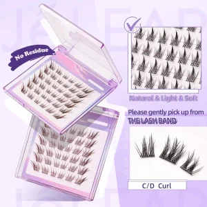 Glue Free Single Clusters Vegan Curling Self Adhesive Eyelashes Press on Eyelashes