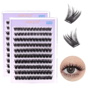 Glue Lashes New Type 10 Rows Glue Free Lashes Easy Application Eyelashes Reusable 2-3 Times Lash Clusters with No Glue Needed