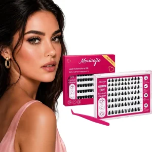 Glue free 7 Rows Segmented Heat bonded Individual Cluster Eyelashes Natural Slender Elongated Outer Corner Style Western