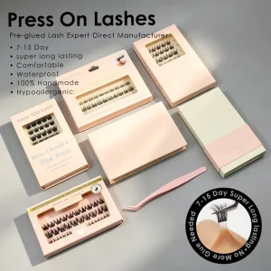 Glue-free Self Adhesive Lashes Custom Logo Press on Lash Extensions Europe UK Style Wispy Cluster Eyelash Manufacturer
