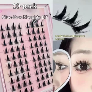 Glue free Synthetic Hair Mischievous Elf False Eyelashes Shandong Cartoon style Natural Thick Segmented for Eyes
