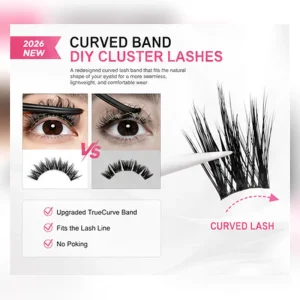 Glueless Cluster Lashes Waterproof Individual Pre Glued Eyelash Vegan Self Adhesive Press on Curved Lash Cluster