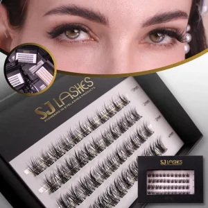 Glueless Cluster Lashes Waterproof clear Glue Pre Glued Diy Eyelash Vegan Self Adhesive Press on Segmented Eyelashes