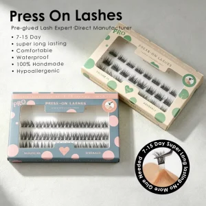 Glueless False Eyelashes Italy Spain 7-15 Day Wear 100% Handmade Wispy Manga CE ISO Custom Style Box Lash Clusters