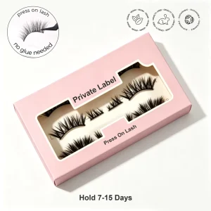 Glueless Full Strip Eyelashes Fluffy Press on Strip Lashes Self Adhesive Lash Pre Glued Under Lashes No Glue Needed