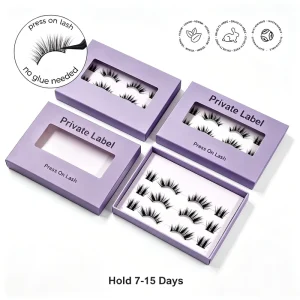 Glueless Full Strip Eyelashes Fluffy Press on Strip Lashes Self Adhesive Lash Pre Glued Under Lashes No Glue Needed