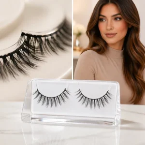 Glueless Half Lash Strips Pre Bonded Self Stick Faux Mink 10 14mm C D Curl Natural Volume Half Lashes Easy to Wear No Glue