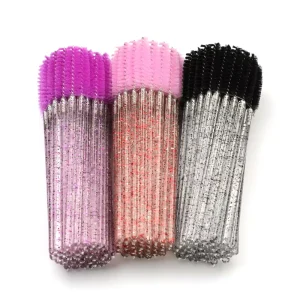 Gold Glitter Eyelash Cleaner Applicator Tool with Disposable Mascara Wand Eye Shadow Brush Lash Extension Tools