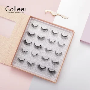 Gollee 3D 5D Wispy Paper Packaging Vendor Bulk Whole Sale Volume Black Box Eye Lashes Full Strip Lashes