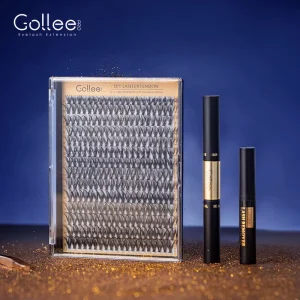 Gollee DIY Cluster d Curl Fluffy Fan Eyelashes Individual Eye Lash Extension Kit Lash Cluster Kit