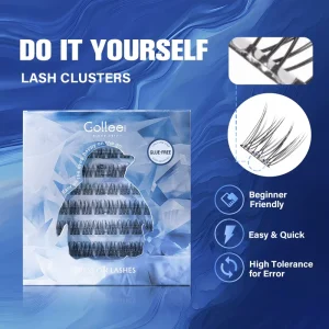 Gollee DIY Press on Lashes No Glue Self Adhesive Eye Lashes Individual Cluster No Need Glue Free Eyelashes Extension