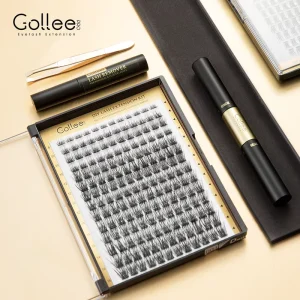 Gollee False Pariz Black D Curl Segment Eye Lashes Mink Diy Segment Strip Eyelash Lash Cluster Extension Glue Kit
