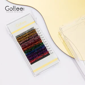 Gollee New Arrivals Fashion Mixed Color Glitter Colorful Trays Individual Glitter Lashes Eyelash Extension
