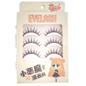 Good Hollow clear Band Long Human Hair Strip Lashes Black Fiber Hair False Eyelash