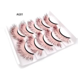 Gradient 5 Pairs Set Natural Stage Makeup Thick False Eyelashes 3D European American Eyelashes Curled Tail Eyelashes