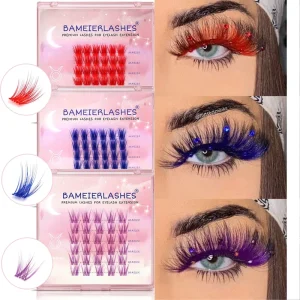 Green Red Blue Purple Diy Cluster Lashes Colorful Diy Individual Eyelash Extension