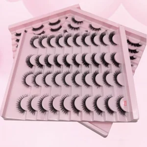 H22 20 Pairs 3D Faux Mink Lashes Natural False Eyelashes Dramatic Fluffy Soft Wispy Volume Cross Reusable Eyelash MaKeup Tools