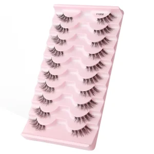Half Eye Design Full Strip Eyelash 10 Pairs Softer Transparent Bands Natural Look Stable Curling False Lash