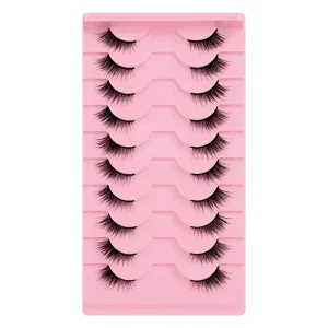 Half Lashes Natural Soft False Eyelashes Long Wispy 3D Faux Mink Lashes Makeup Lash Extension