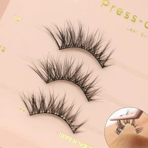 Half Lashes Pre Glued Self Adhesive Reusable Strip Lashes Plant Fiber Black Cotton Band Cruelty Free Handmade False Eyelashes
