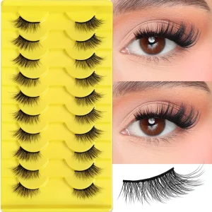 Half Strip Full Strip 3D Faux Mink Eyelashes Short Natural Cat Eye Lashes with Corner Half Lashes