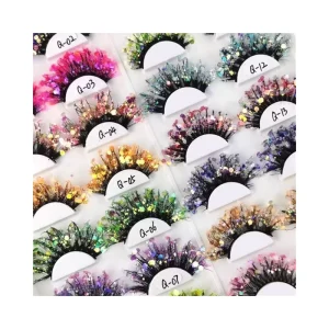 Halloween Christmas Eyelashes DIY Glitter Color False Eyelashes Fluffy Long Mink Eyelashes