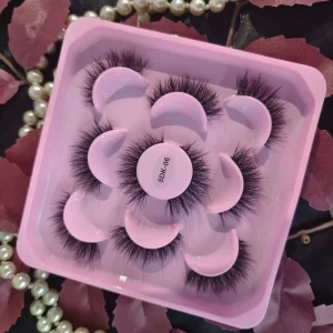 Hand Made Faux Mink 3D Cat Eye Lashes Extension Soft Natural 5 Pairs Hand Crafted Strip Eyelash Tray Package with Custom Logo
