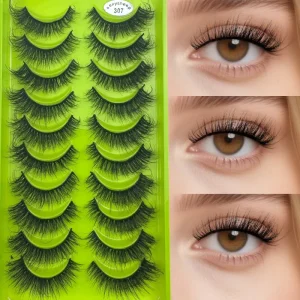 Hand Made Faux Mink Whispy Fluffy Lashes D Curl Dramatic Fluffy Soft Cat Eye Fox Eye Full Strip Eyelashes