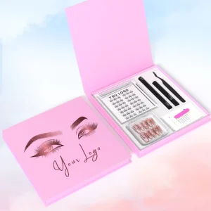 Hand-Made Luxury Press on Acrylic Nails Private Label C D Curl Segment Pre-Cut Eyelash Extension Kit Custom Claster Lash Kit