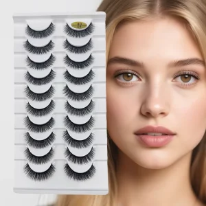 Hand Made Silk Faux Mink Fluffy Lashes C Curl Fake Fluffy Soft Faux Mink Full Strip Eyelashes
