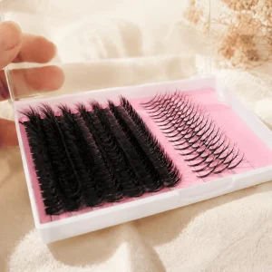 Handcrafted 12 Row DIY Cluster Pointed Tip 3D Faux Mink Lashes