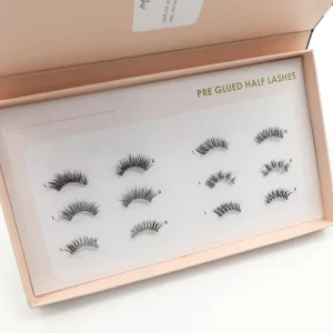 Handcrafted Customizable Half Strip Pressed Cluster Vegan Glueless Pre-Glued Plant Fiber 3D Effect Cruelty-Free Eyelashes