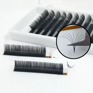 Handmade 0.03 0.05 0.07 Korean PBT Fiber Matte Black Winged Eyelash Extensions Blooming Eyelash Fan Eyelashes