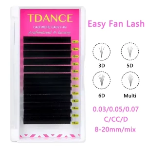 Handmade 0.03-0.07mm 12-Row Fast Fan Eyelashes Natural Long Full Volume Eyelash Extensions